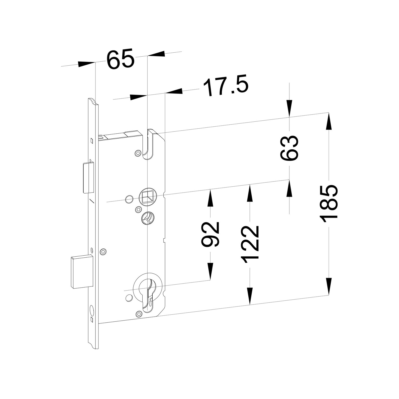 Winkhaus Schlosskasten STV G3 SK TP3, 92/10, Dornmaß 65 mm