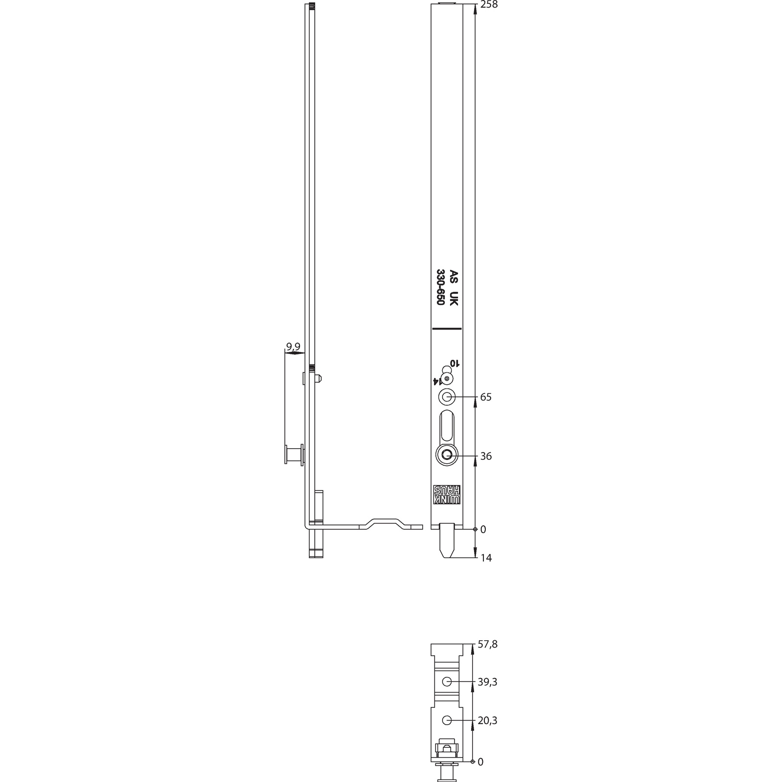 Winkhaus Anschlussschiene UK 600/1-9 SBF SL