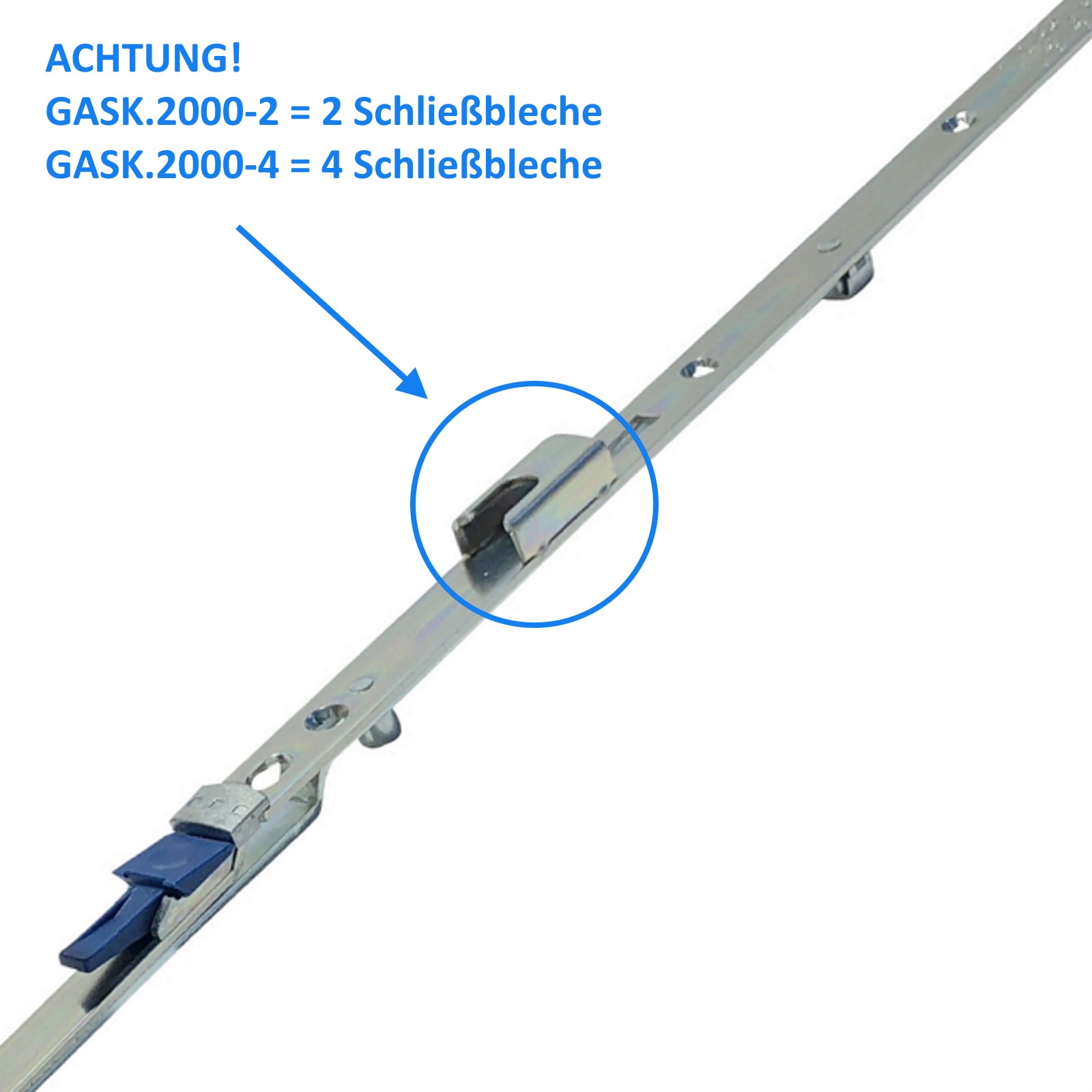 Winkhaus Stulpflügelgetriebe GASK 2000-2, 2 Schließbleche